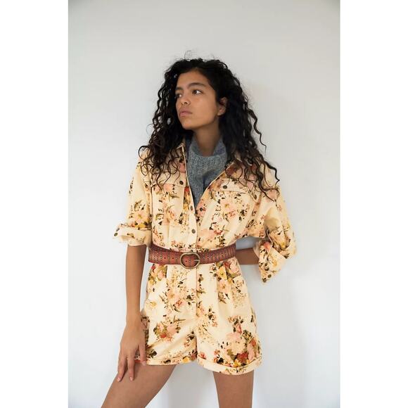Free People Tapestry Cord Floral Romper - US 12 - Picture 1 of 3